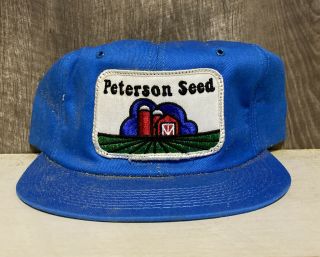 Vintage Pioneer Peterson Seed Corn Trucker Hat Cow Pig Feed Agriculture Farm