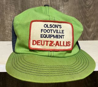 Rare Vintage 1970s Olson’s Footville Mesh Trucker Hat Duetz - Allis Chalmers Farm