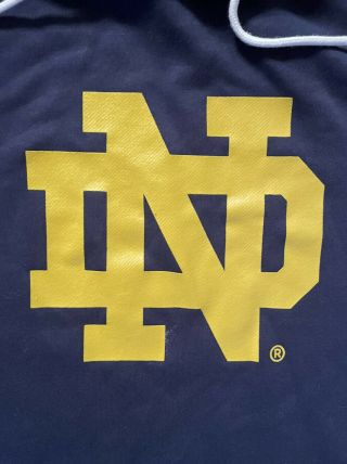 Notre Dame Football Team Issued Under Armour Hooded Sweatshirt Blue 3xl 2