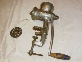 Vintage Art Deco Style Sears Maid Of Honor Cast Iron Meat Grinder - 3 Cutters
