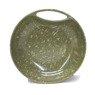 Vtg‼ Aztec Melmac 6.  25 " Handled Salad Bowl Olive Green Spatter Confetti • Vguc‼