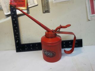 Vintage Red Wesco Pump Action Oil Can Tin Vgc Classic Car Bike Garage Workshop