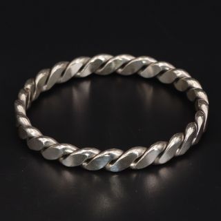 Vtg Sterling Silver - Heavy Chunky Twisted Chain Bangle 8 " Bracelet - 59.  5g