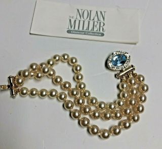 Nolan Miller Blue Empress & Faux Pearl Bracelet