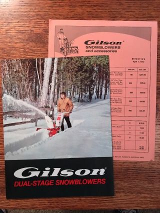 Vintage Gilson Brothers Co.  Snowblower Brochure And Price List 1972