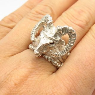 925 Sterling Silver Vintage Aries / Ram Design Ring Size 8 1/4