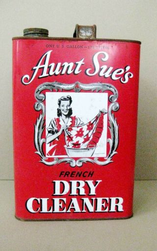 Vintage 1 Gallon Can Aunt Sue’s French Dry Cleaner Penn - Champ Oil Corp