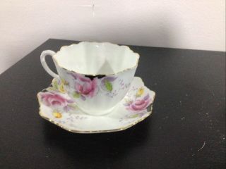 Paragon Red Yellow Roses Cup Saucer 1930’s D Warranted