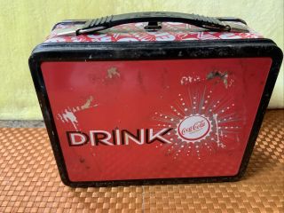 Vintage Neca Metal Drink Coca Cola Lunch Box With Thermos