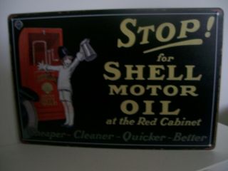 Vintage Design Shell Motor Oils Tin Metal Motoring Advertising Sign 20 X 30 Cm