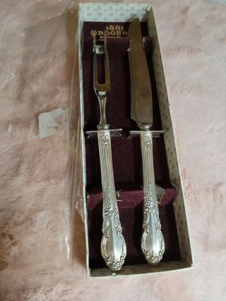 Oneida 1881 Rogers Enchantment Londontown Silverplate Carving Fork Knife Set