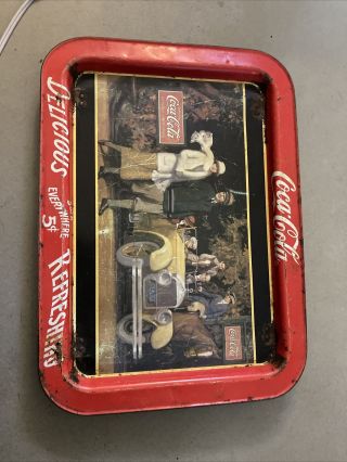 Vintage 1987 Coca Cola Tray - Tv Lap Tray Touring Car Ohio Folding Legs Coke