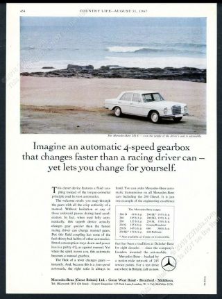 1967 Mercedes Benz 250s 250 S White Car Beach Color Photo Vintage Print Ad
