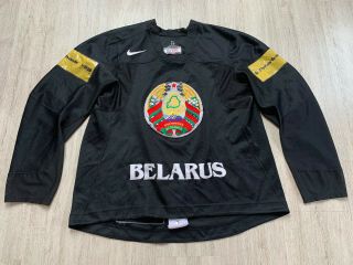 Iihf Belarus Black Practice Game Worn Ice Hockey Jersey Shirt Nike Size 58 L