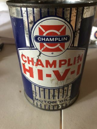 Vintage Champlin Hi - V - I Qt Motor Oil Can