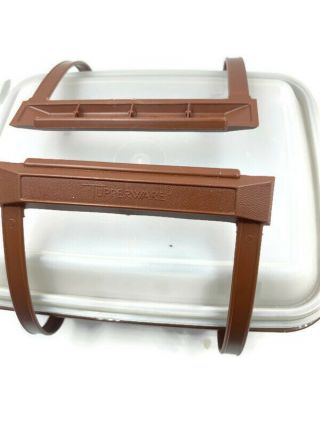Vintage Tupperware 1254 Brown Pack N Carry Lunch Box Carrier with Lid & Handle 2