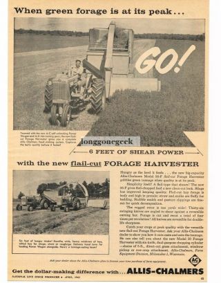 1961 Allis - Chalmers Model 56 - F Flail Cut Forage Harvester Vintage Ad