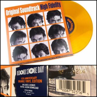 High Fidelity Soundtrack Lp Orange Vinyl 15th Anniversary Record Store Day Rsd