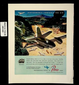 1943 Pesco Performance Points War Plane Bomber Vintage Print Ad 20287