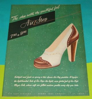 1947 Print Ad Air Step Spectator Womans Shoe Brown Shoe Co St Louis,  Mo