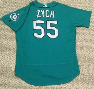 Zych Size 48 55 2017 Seattle Mariners Game Jersey Home Teal Mlb Hologram