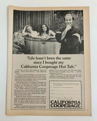 1979 California Cooperage Redwood Hot Tub Print Ad Life Hasn’t Been The Same