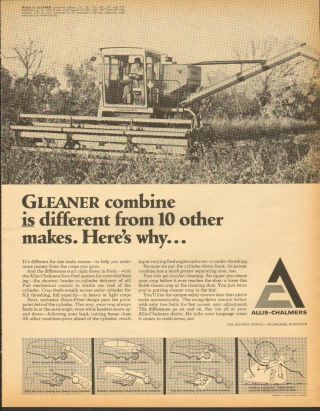 1968 Large Print Ad Of Allis Chalmers Ac G Gleaner Combine Farm Tractor