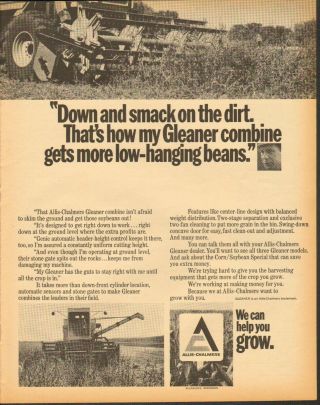 1971 Large Print Ad Of Allis Chalmers Ac Gleaner Combine Farm Tractor