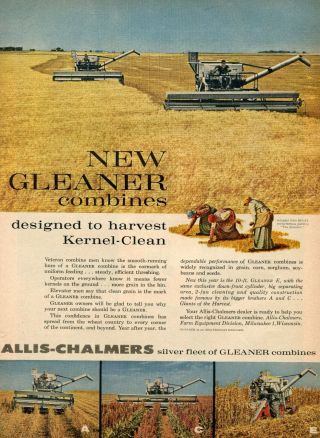 1962 Print Ad Of Allis Chalmers Ac Models A C & E Gleaner Combine Farm Tractor