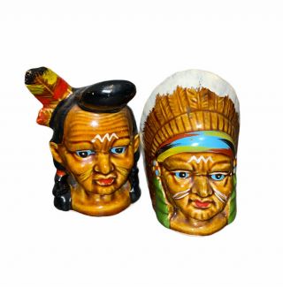 Vintage Native American Indian Salt And Pepper Shakers