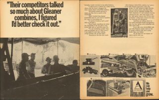 1971 Large 2pg Print Ad Of Allis Chalmers Ac Gleaner G Combine Farm Tractor