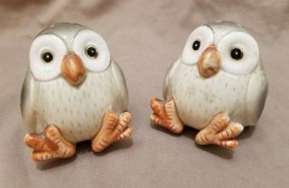 Fitz & Floyd Matching Hand Painted Ceramic Owl Salt & Pepper Shakers