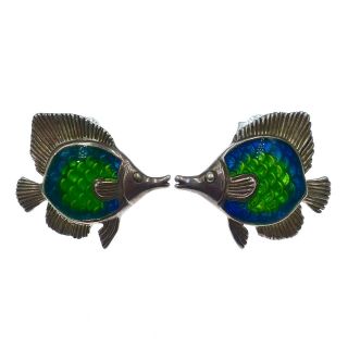 Kabana Sterling Silver Enamel Fish Stud Earrings