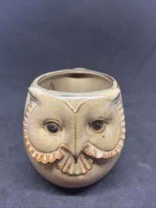 Vintage Uctci Japanese Pottery Stoneware Owl Coffee Tea Mug