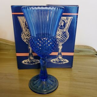 Vintage Avon Fostoria George Washington Cobalt Blue Goblet Glass 8 