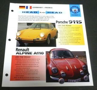 Hot Cars Porsche 911s Vs Renault Alpine A110 Imp Spec Sheet Fold Out Rivals