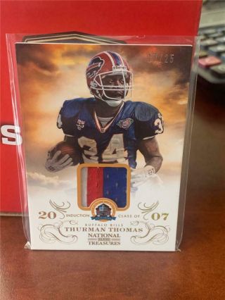 2013 National Treasures Hof Thurman Thomas 3 Color Jersey Patch Card Ed 17/25
