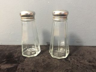 Vintage Gemco Diner/restaurant Clear Glass Salt & Pepper Shakers Stainless Lids