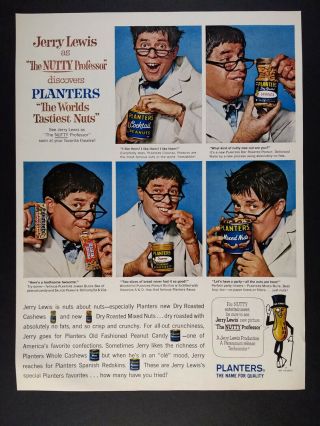 1963 Jerry Lewis Nutty Professor Photos Planters Nuts Peanuts Vintage Print Ad
