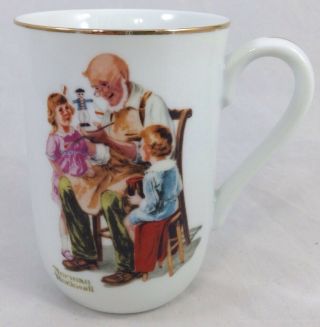 Vintage 1982 Norman Rockwell Porcelain The Toymaker Mug Cup