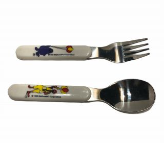 Vintage Mcdonalds Fork & Spoon Set 1993 Ronald Mcdonald Grimace