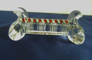 Vintage Crystal Knife Rest With Red And White Swirled Striped Center