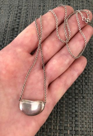 Authentic Elsa Peretti For Tiffany & Co Sterling Silver Bean Necklace