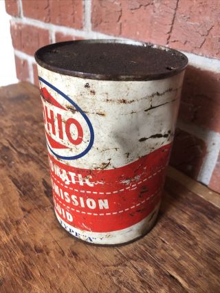 Vintage Sohio Automatic Transmission Fluid Oil Empty 1 Quart Metal Can 2