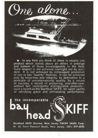 1964 Bayhead Boatbuilders Skiff Sport Fishing Boat Vintage Print Ad