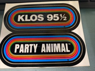 Mini Party Animal & Klos 95 1/2 Rainbow Stickers Over 30 Years Old La Radio