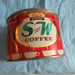 VINTAGE S AND W 1 LB COFFEE CAN 2