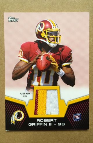 2012 TOPPS ROOKIE = ROBERT GRIFFIN III ROOKIE CARD = 3 COLOR PATCH 3