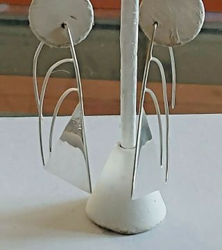 Taxco Mexico Sterling Silver Earrings Large Modernist Bold Big Geometric Unique