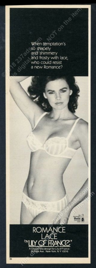 1984 Lily Of France Lace Bra Panties Lingerie Sexy Woman Photo Vintage Print Ad